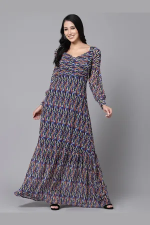 Aayu Abstract Printed Georgette Maxi Dress