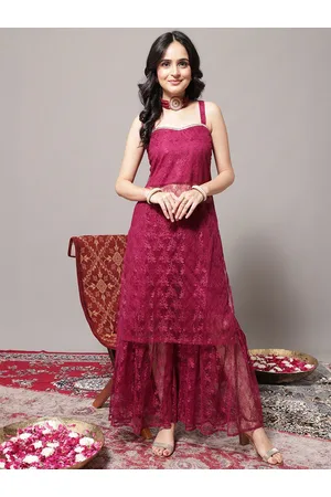 Buy Varanga Red Floral Print Straight Kurti for Women Online @ Tata CLiQ
