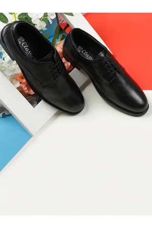 Red Chief Men Black Genuine Leather Formal Derbys