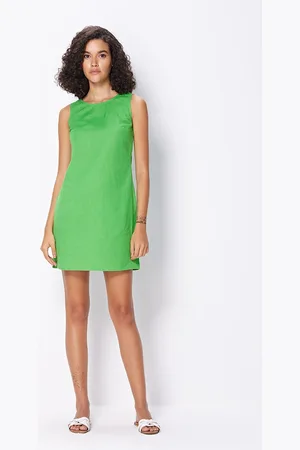 COVER STORY Round Neck Cotton A-Line Mini Dress