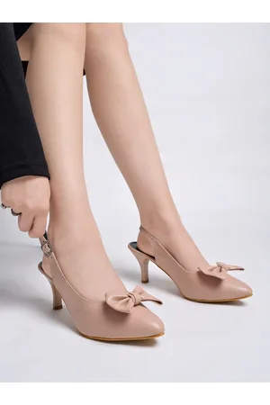 Shoetopia Pointed Toe Slim Slingback Pumps With Bows