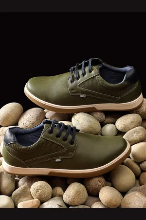 ID Men Olive Green Lace Up Casual Shoes