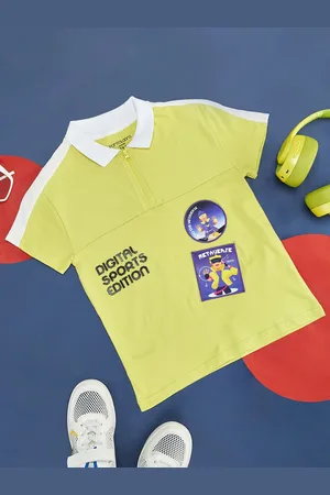 Pantaloons Boys Typography Printed Polo Collar Cotton T-shirt