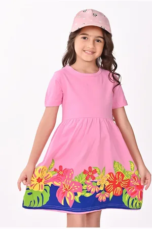 BONKIDS Floral Printed Cotton Fit & Flare Dress