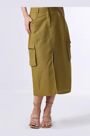 COVER STORY A-Line Denim Midi Skirt