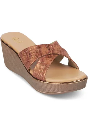 Tresmode Textured Open Toe Wedge Heels