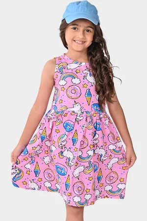 BONKIDS Printed Cotton Fit & Flare Dress