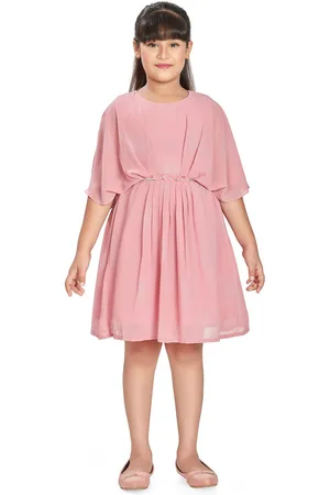 Peppermint Girls Abstract Printed Flared Sleeves Gathered Fit & Flare Dress