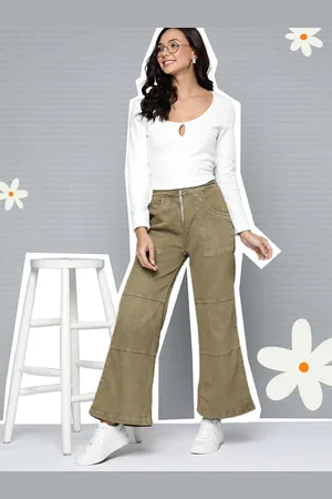 Mast & Harbour Women Pure Cotton Wide Leg Jeans