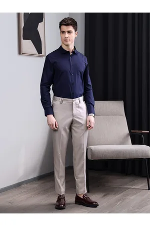 Buy INVICTUS Men Grey & Blue Slim Fit Self Design Sustainable Formal Shirt  Online at Best Price | Distacart