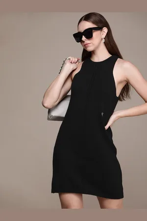 Calvin Klein Round Neck Self-Design Sleeveless Jumper Dress