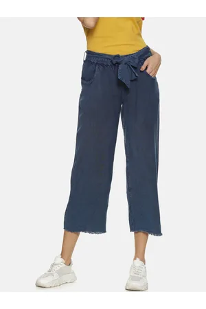 Campus Women Blue Relaxed Regular Fit Solid Culottes