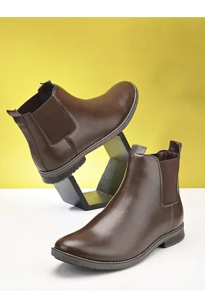 El Paso Men Brown Solid Synthetic Leather Mid-Top Flat Boots