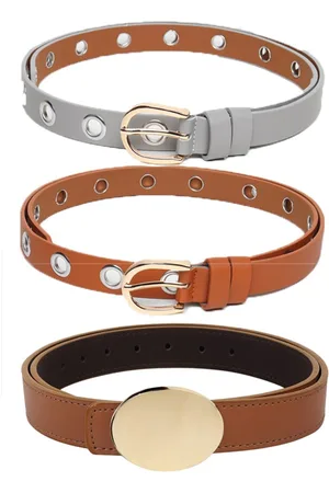 Kastner Women Brown & Grey Set Of 3 Artificial Leather Belt