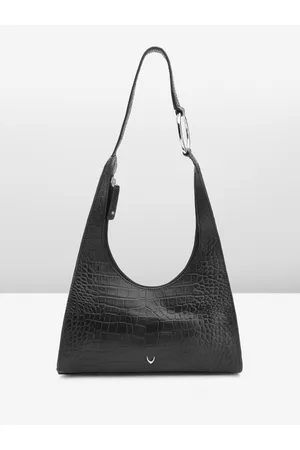 Hidesign Croc Textured Leather Structured Baguette Bag