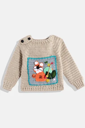 CHUTPUT Kids Embroidered Woollen Sweater Vest