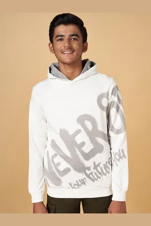 Pantaloons Boys Typography Printed Hooded Cotton Pullover