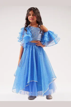 LIL DRAMA Girls Embroidered Ready to Wear Lehenga & Blouse