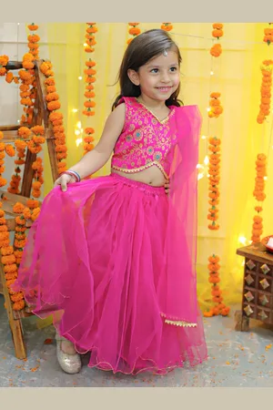 BownBee Girls Printed Ready to Wear Lehenga & Blouse With Dupatta