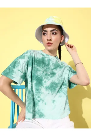Roadster The Life Co. Tie and Dye Drop-Shoulder Pure Cotton T-shirt