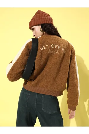 DressBerry Typography Embroidered Faux Fur Trim Tailored Jacket