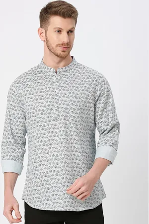 VALEN CLUB Floral Printed Mandarin Collar Cotton Kurta