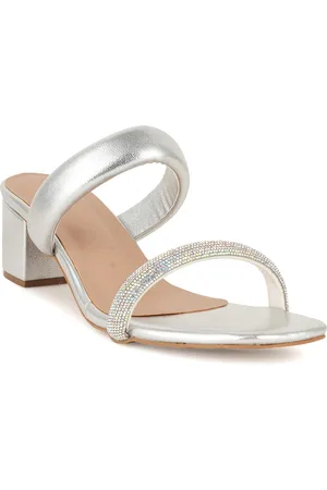 Scentra Embellished Open Toe Block Heels