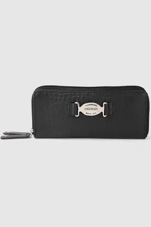 Hidesign Women Croc Textured Leather Zip Around Wallet
