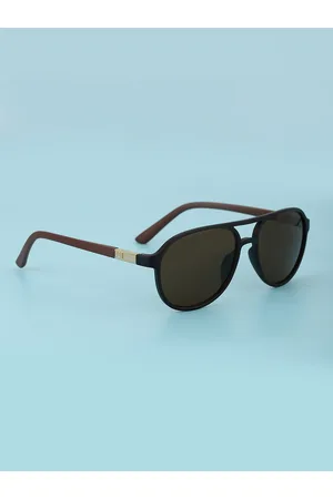 Carlton London Unisex Brown Lens & Black Rectangle Sunglasses with UV Protected Lens