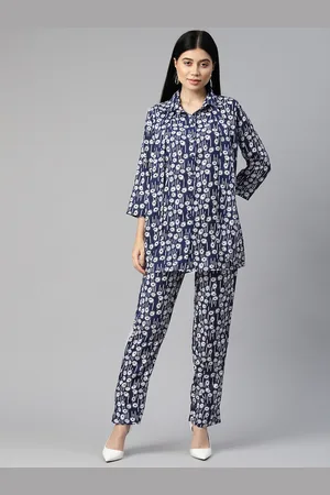 Cottinfab Women Printed Shirt with Trousers Co-ords