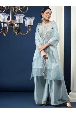 Bani Women Ethnic Motifs Embroidered High Slit Sequinned Kurta With Palazzos & Dupatta