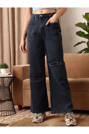 STREET 9 Women Comfort Relaxed Fit High-Rise Clean Look Light Fade Stretchable Jeans