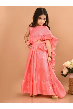 LilPicks Girls Embellished Silk Sequinned Ready To Wear Lehenga & Blouse With Dupatta