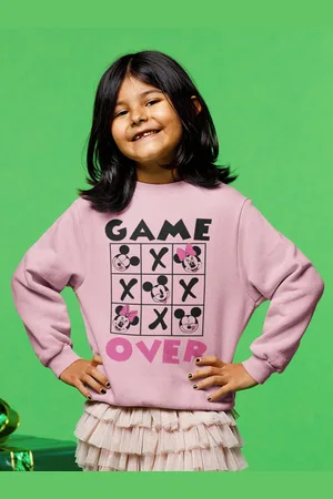 Kinsey Girls Mickey & Minnie Printed Fleece Sweatshirt