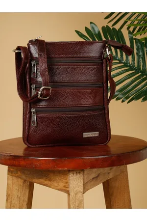 Teakwood Leathers Unisex Textured Leather Structured Sling Bag