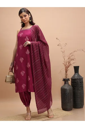 Vishudh Ethnic Motifs Printed Shoulder Straps Regular Kurta with Salwar & With Dupatta