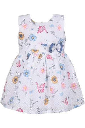 Wish Karo Infant Girls Floral Printed Sleeveless Satin Fit & Flare Dress