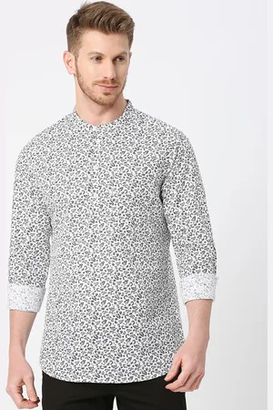 VALEN CLUB Floral Printed Mandarin Collar Cotton Kurta