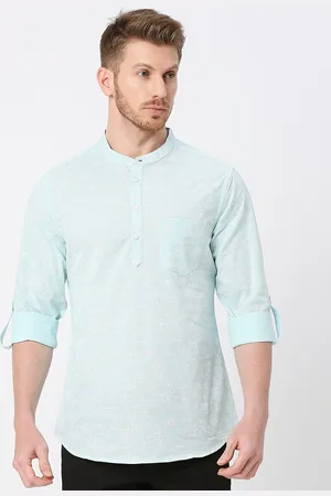 VALEN CLUB Floral Printed Mandarin Collar Cotton Kurta