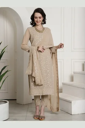Stylee Lifestyle Embroidered Stone Work Silk Georgette Unstitched Dress Material