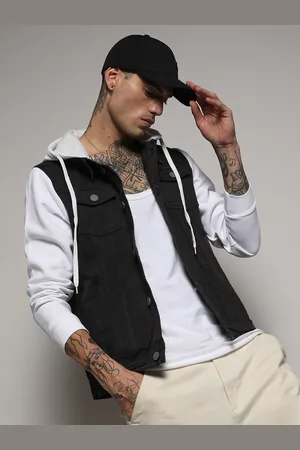 Campus Navy Blue & White Washed Windcheater Denim Jacket