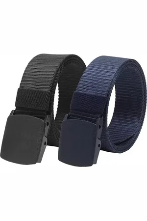 Kastner Men Set Of 2 Textured Canvas Belt With Slider Buckle