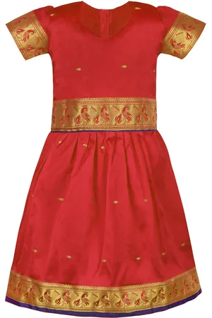 Wish Karo Girls Woven Design Zari Art Silk Ready To Wear Lehenga & Choli