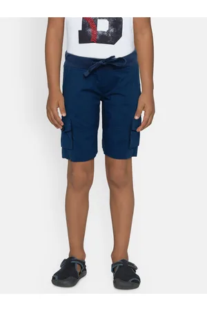 Pepe Jeans Boys Blue Solid Regular Fit Cargo Shorts