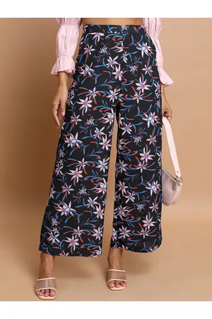 Ketch Women Floral Printed Mid-Rise Flared Parallel Trousers