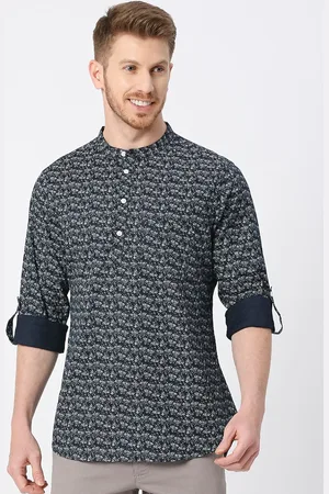 VALEN CLUB Geometric Printed Mandarin Collar Cotton Kurta