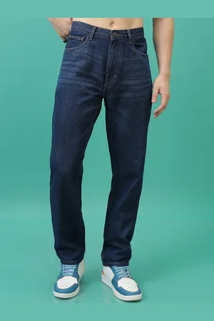 Highlander Men Blue Straight Fit Mid-Rise Dark Shade Clean Look Cotton Jeans
