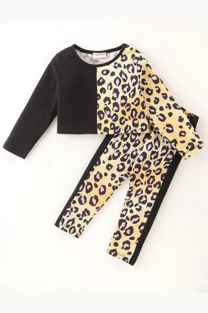 CrayonFlakes Girls Printed T-shirt with Leggings