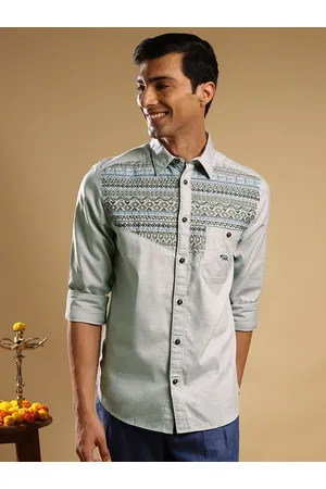 Andamen Premium Ethnic Motifs Embroidered Casual Organic Cotton Shirt