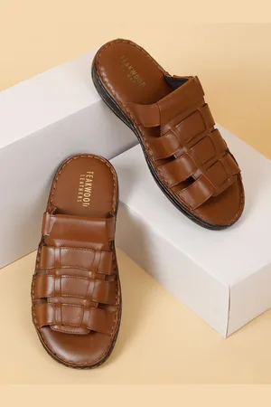 Teakwood Leathers Men Open Toe Leather Comfort Sandals